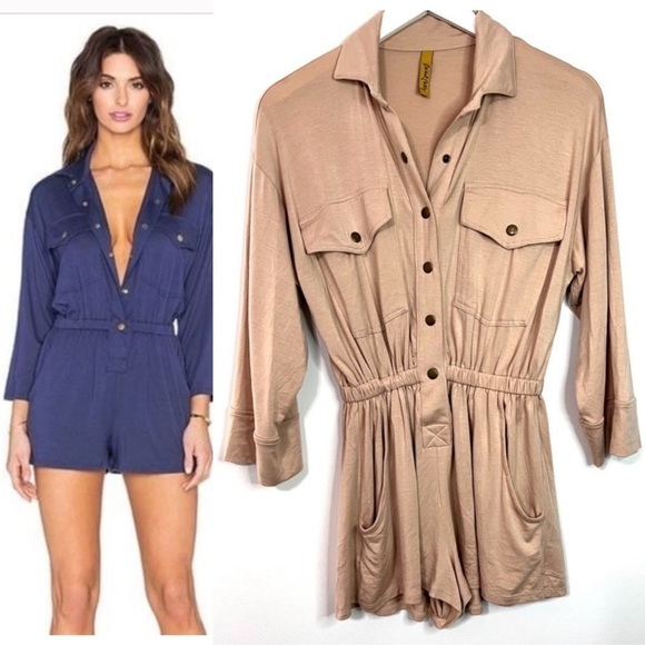 Rachel Pally Pants - Rachel Pally Nude Beige Tan Altam Playsuit Romper Size XS